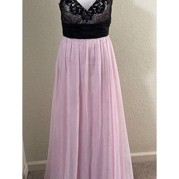 Blush Prom by Alexa Dress Formal Bridesmaid Prom Evening Gown Black/Pink Size 6 - Picture 9 of 14